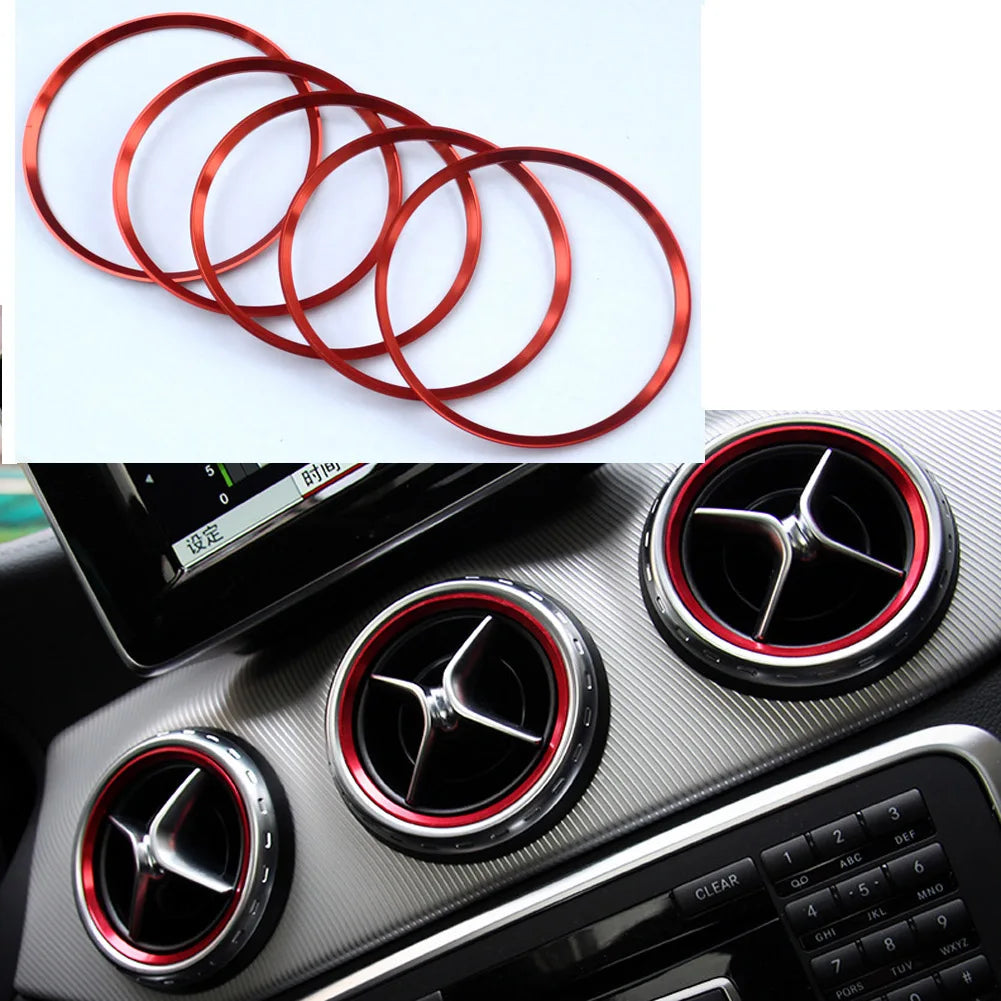 5x anneaux de ventilation rouge Mercedes A, B, CLA, GLA (13-18)