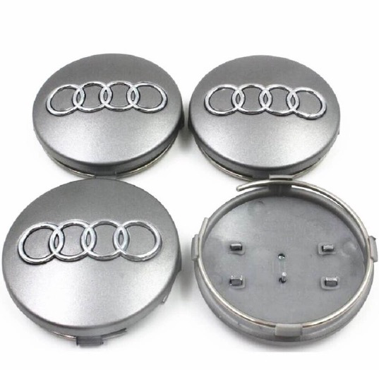4x Centres de Roues Audi Gris 60mm