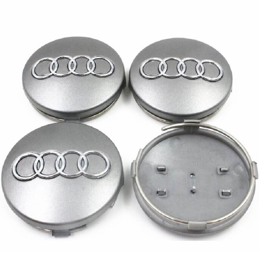 4x Centres de Roues Audi Gris 60mm