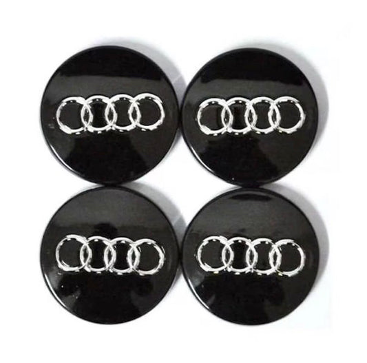 4x Centres de Roues Audi Noir 60mm
