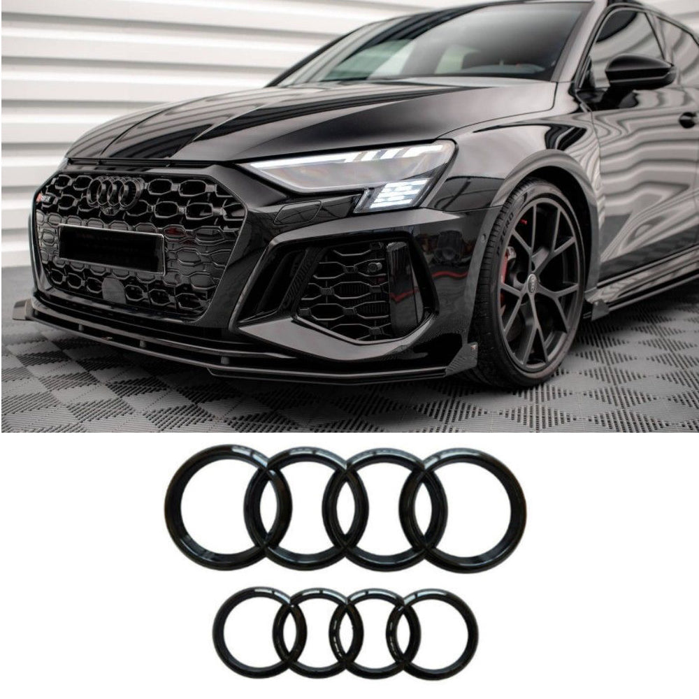 thumbnail image 2 of Genuine Audi A3 Sportback (8Y) Black Edition Rings Emblem - Gloss Black/White 2 of 4