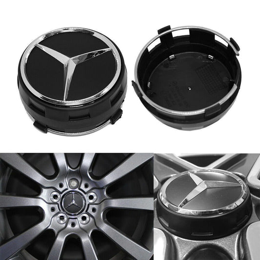 4x Caches Jantes Mercedes AMG - Noir