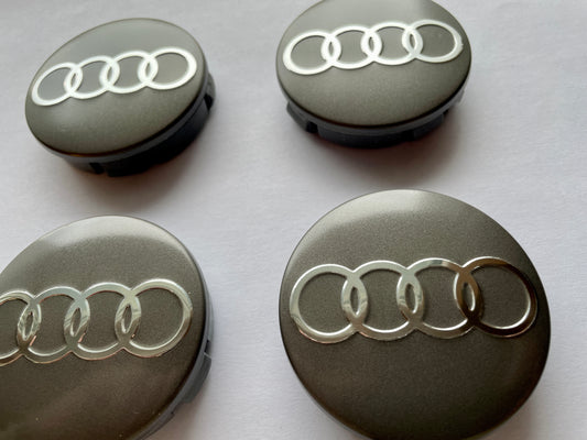 4x Centres de Roues Audi Gris 60mm (v2)