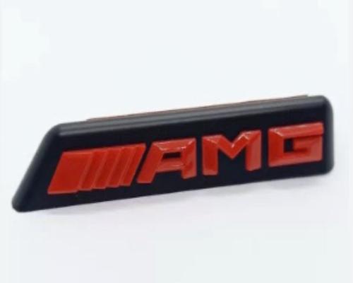 Logo AMG calandre Mercedes Noir brillant/Rouge classe A, C, S, E