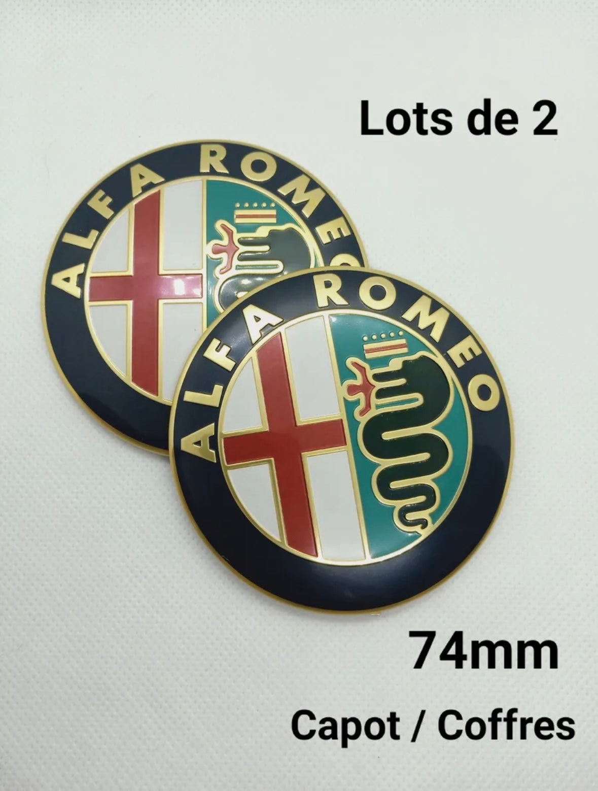 2x Logos Alfa Roméo 74mm Gold