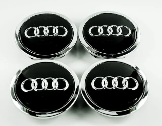 4x Centres de Roues Audi Noir 68mm