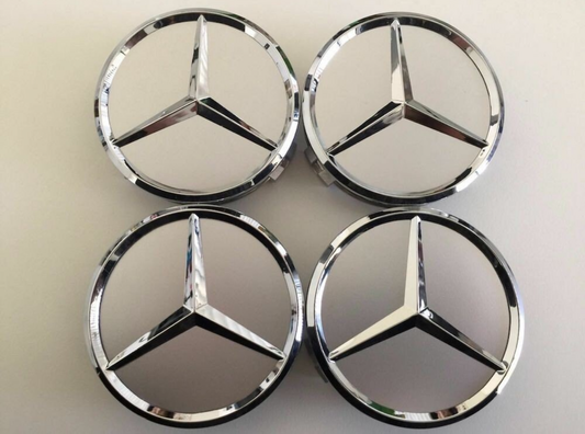 4x Centres de Roues Mercedes Silver 75mm