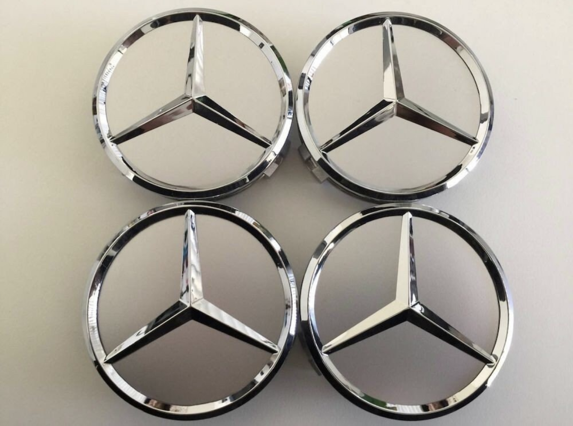 4x Centres de Roues Mercedes Silver 60mm