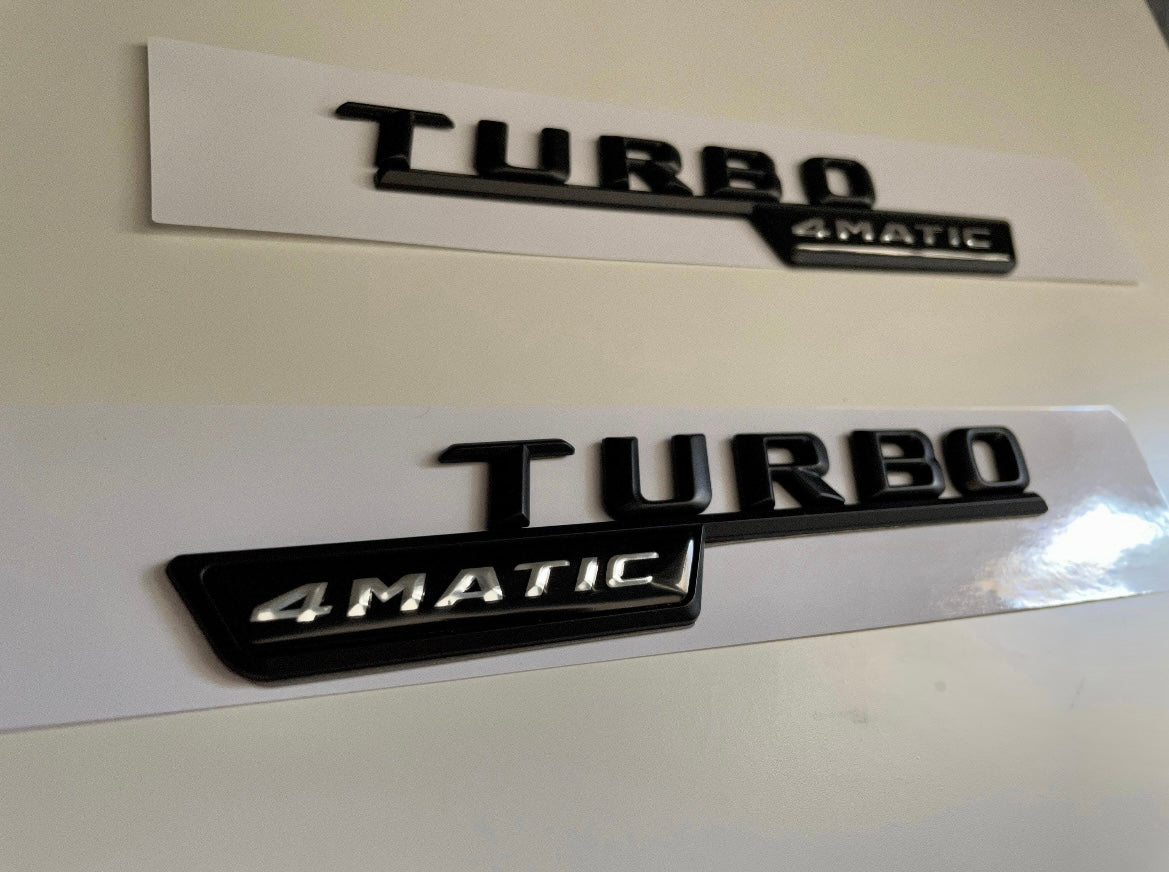 2x Logos Ailes Mercedes Turbo 4Matic - Finition Noir