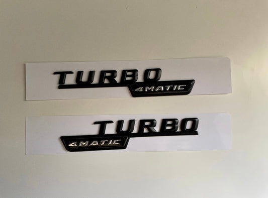 2x Logos Ailes Mercedes Turbo 4Matic - Finition Noir