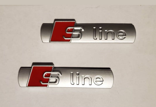 2x Logos / Embleme S-Line Origine Audi Silver