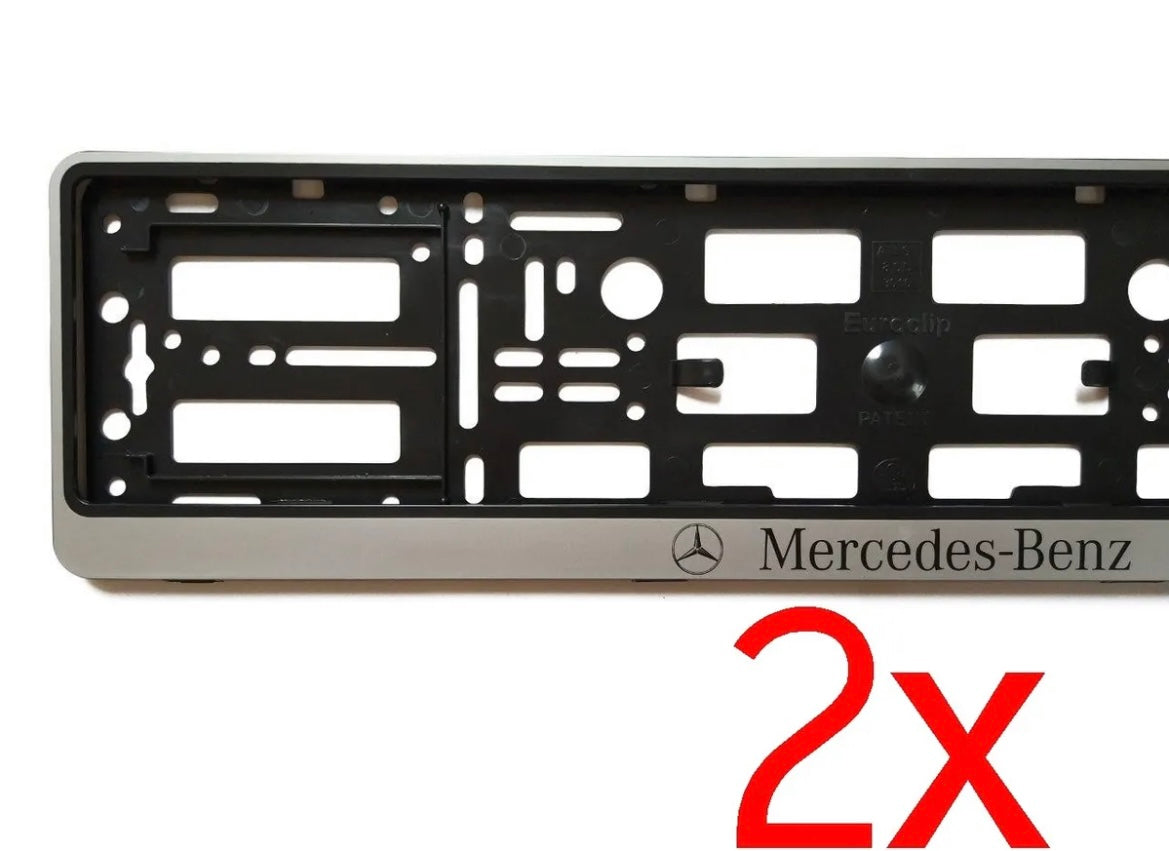 2x Supports de plaque Mercedes gris